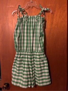 Women’s Green Plaid Tie-Shoulder Romper - Palaka